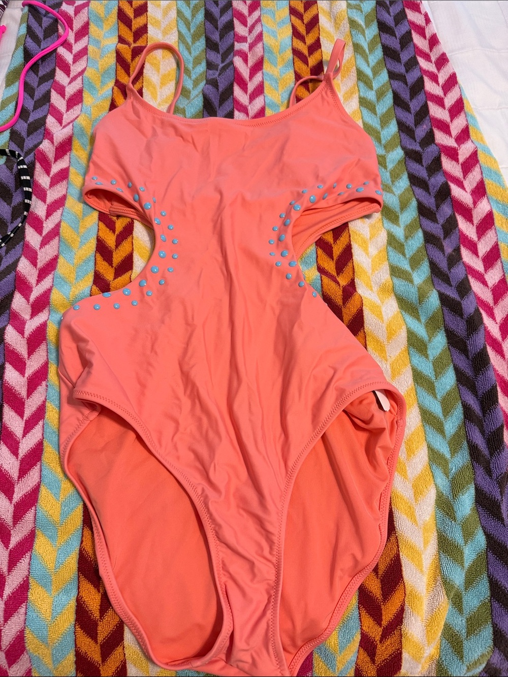 ' Coral One-Piece Swimsuit with Side Cutouts